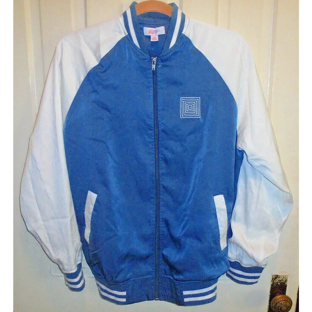 LuLaRoe Supply Bomber Style Jacket size XS Blue/White NWOT